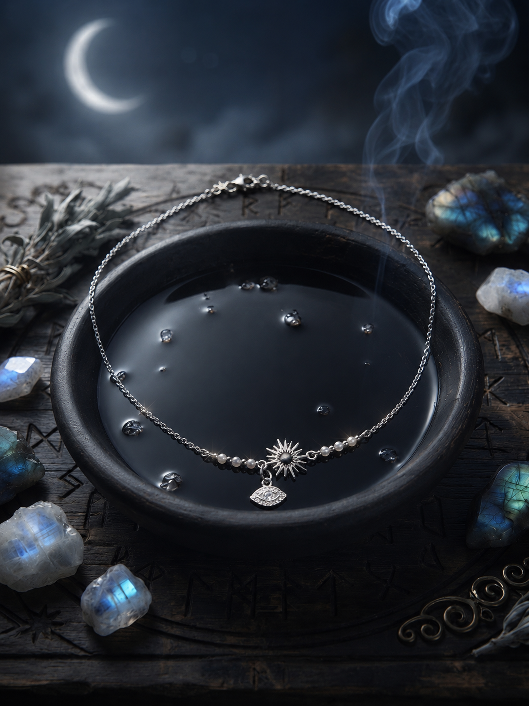 Collier Ras de Cou Soleil – Acier & Cristal de Roche