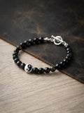 Bracelet homme obsidienne dorée facettée – Yin Yang