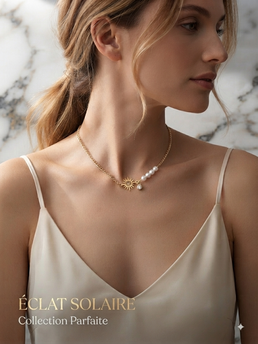Collier & Bracelet Acier Plaqué Or & Perle d'Eau Douce – Personnalisable