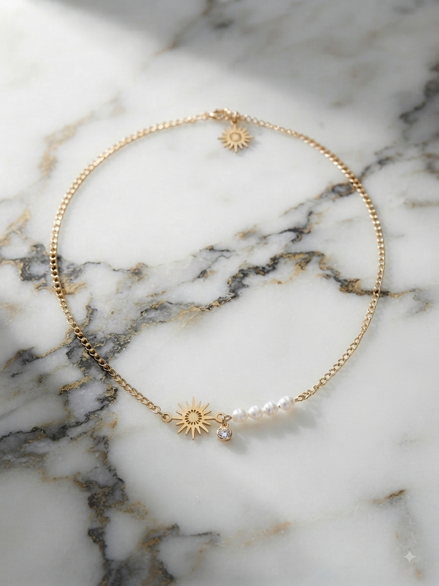 Collier & Bracelet Acier Plaqué Or & Perle d'Eau Douce – Personnalisable