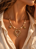 Collier GRAZIA – Nacre & Cœur Ex-Voto Doré | Alma Aura