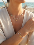 Bracelet coquillage et étoile de mer doré Ondine