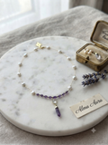 Collier améthyste, pierre de lune et perles d’eau douce