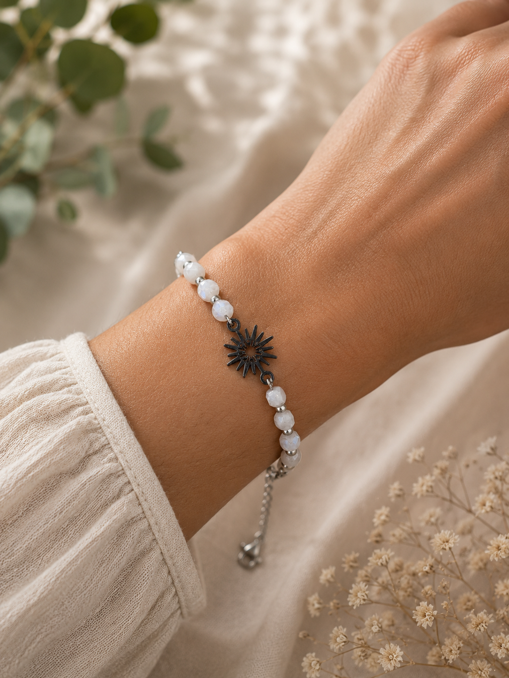 Pierre de Lune Bleuté | Bracelet  – Intuition & Équilibre Émotionnel
